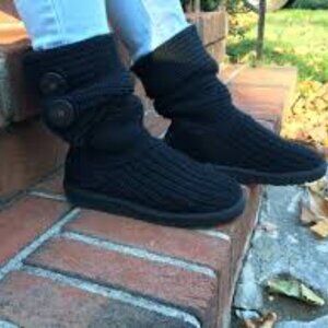UGG Classic Cardy Black Knit Boots Women Size 6